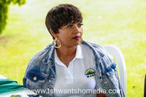Woman in denim jacket