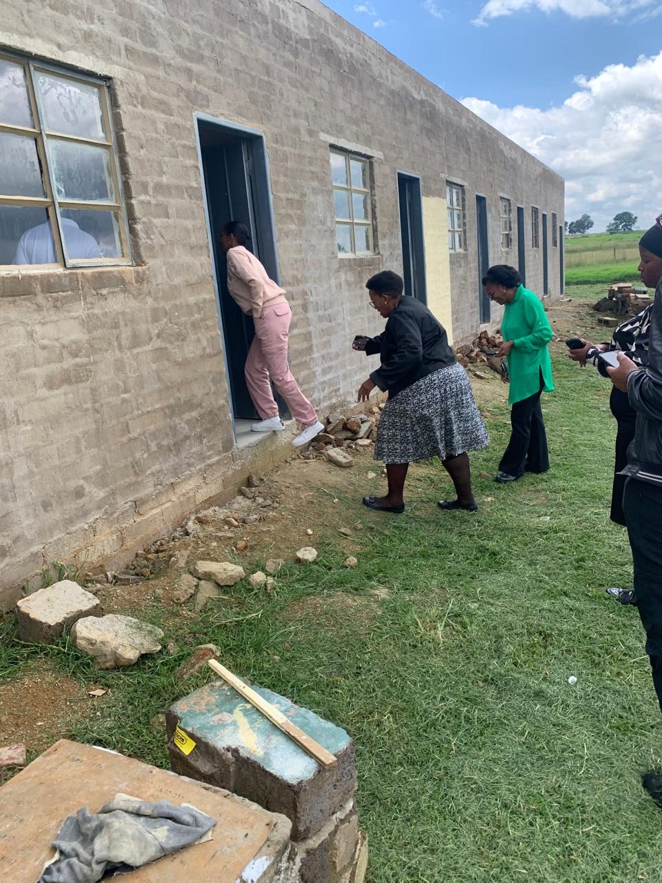 People at building